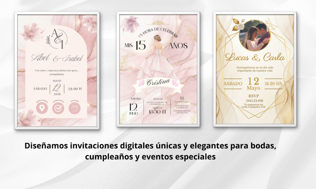 👉 Título:
¿Cómo funciona?

Nos escribes
Diseñamos tu invitación
Te la entregamos lista